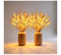 LED Wheat Sheaf Lamp, USB Powered Golden Wheat Ear Table Lamp with Vase Base, Dimmable Warm Light Rustic Home Decor Night Light for Bedroom Living Room, Farmhouse Harvest Decorative Lamp Gift(2pcs)