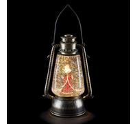 LED White Animated Bronze Lantern With Santa Scene Ornament 23cm