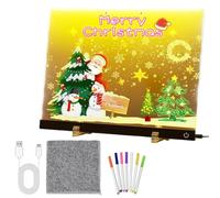 LED Whiteboard for Notes and Drawings | Acrylic Erasable Whiteboard with 7 Coloured Markers, Illuminated Message Panel with Integrated Stand | for Office School Home Study and Travel