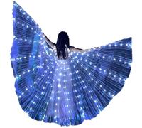LED Wings Colorful Light Up Wings Elegant and Charming Butterfly Wings with 2 Light Modes & Telescopic Sticks, Belly Dance Costumes for Adults Stage Show Carnival Halloween (White, Adults)
