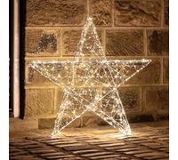LED Wire Star Light - 30 Warm White LED Battery Operated Xmas Decorative Star, Indoor Festive Window Light, Christmas Decoration for Home, Wall, Fireplace & Holiday Display - Battery Powered
