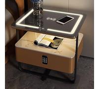 LED Wireless Charging Nightstand with Lock Adjustable Smart Bedside Table Modern Bedroom Fur with Ports and Night Light