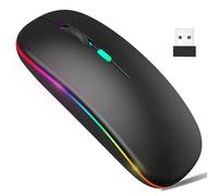 LED Wireless Mouse, Rechargeable Bluetooth Mouse, Slim Portable Computer Mice with USB Receiver, BT5.4 and 2.4G Dual Mode Connection, Quiet Silent for Laptop/Notebook/pc/iPad/Chromebook (Black)