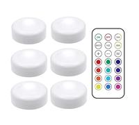 LED Wireless Puck Lights with Remote Control and Timer, Push Lights 3 AAA Battery Operated, Colour Changing Push Lights, Stick on Anywhere for Home Kitchen Closets