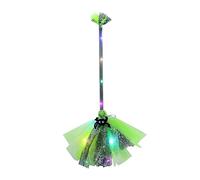 LED Witch Broom Halloween Prop, Halloween Decor Lighted Witches Broom Sticks Halloween Party Props, Witches Broomsticks Cosplay Props for Kid Adult Halloween Decor (Green)