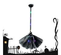 LED Witch Broom - Handheld Halloween Party Prop with Light, Ideal for Costume, Haunted House, Graveyard, Escape Room, Stage Decoration, Fun for Girls, Teens, Students, and Adults’ Holiday Events