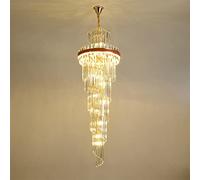 LED with Long Crystal Light Fixture Luxury Villa Duplex Middle Floor Living Room Stair Spin Lighting, Chandelier Crystal,Hanging Light(Orange,Cold WHITE-D40CM)