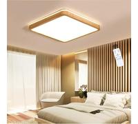 LED Wood Ceiling Lights, Rectangular Ceiling Lights with Remote Control Dimmable Wooden Living Room Ceiling Lighting Fixtures 3000K-6500K Modern Interior Lighting for Bedroom Corridor Stair Balcony Li