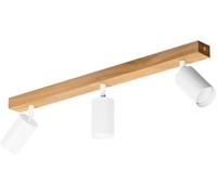 LED Wood Ceiling Spotlight 3 Bulbs Swivel - Handmade Spots Ceiling Light Modern Made of Oak - GU10 Spotlight Lamp Living Room (Without Bulb) - Length 60 cm