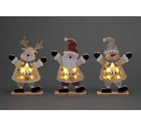 LED Wooden Christmas Santa Snowman Reindeer Xmas Home Indoor Table Decorations Ornaments Centrepiece, 27cm, Wood Shatchi Multi One Size