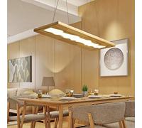 LED Wooden Pendant Light Dimmable Dining Table Chandelier Nordic Simple Height Adjustable with Remote Control Hanging Lamp Living Room Oak Board Ceiling Light Restaurant Study Bedroom Kitchen 36W