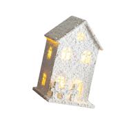 LED Wooden Village House Decoration Handcrafted Cottage with Battery Power for Home Display Round Miniature Home Decoration