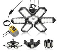 LED Work Light Compatible with Dewalt 20V Battery - 68W 6800LM Ceiling Flood Light 6+1 Deformable Panels Garage Light with Type-C & USB-A, Emergency Camping Light for Shed, Workshop, Job Site