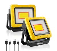 LED Work Light Rechargeable, 2000LM Bright Portable Floodlight with 360° Rotatable Magnetic Base, Battery Powered Outdoor Security Light with Power Bank for Garage Workshop Camping (2 Pack)