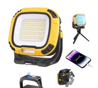 LED Work Light Rechargeable, 2500LM Waterproof Folding Portable Flood Light with Magnetic and14 Light Modes,USB Emergency cob Work Light for Camping Car Repairing Emergency Job Site Lighting (Yellow)