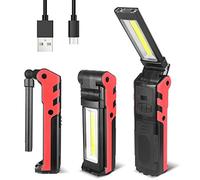 LED Work Light Rechargeable USB Inspection Lamp COB LED Torch Portable Handheld Flashlight 270°Rotate Magnetic Work Lamp with Magnetic Base and Hook for Outdoor Workshop Camping Emergency Use