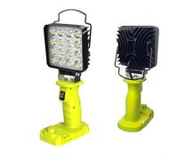 LED Work Light with Alarm and Adjustable Floodlight, Compatible with For P108 Battery and 18V Models, Charging Ports, Portable Flashlight for Job Sites and Camping