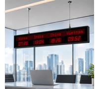 LED World Clock, Multi Time Zone Wall Mounted City Display | Digital World Clock with Clear LED Display for Easy Time Management in Conference Rooms and Offices