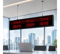 LED World Clock, Multi Time Zone Wall Mounted City Display | Digital World Clock with Clear LED Display for Easy Time Management in Conference Rooms and Offices