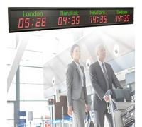 LED World Time Clock,Digital World Time Wall Clock,Indoor Full Color Multi Time Zone World Wall Clock,Digital Multiple Time Zones Clock,World Clock,4citytime