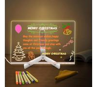 LED Writing Message Board with Colour Pens, LED Drawing Board, Light Up Acrylic Drawing Board, Dry Erase Desktop LED Note Board Memo Illuminated Wordpad with Stand, Arts Doodle for Kid Adult (30x20cm)