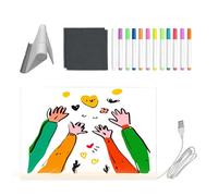 LED Writing Slate - Clear Acrylic Whiteboard - with 12 Color Pens and Foldable Stand Dry Erase Slate Light | For Girls and Boys, Art Supplies,