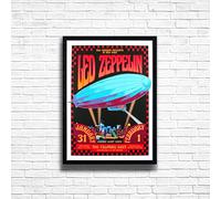 LED ZEPPELIN Concert Print Vintage Music Gig Framed Poster in A4 and A3 Size Options Great Home, Pub, Café, Bar Decoration Wall Art Print Wooden Frame (Print only, A4)