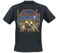 Led Zeppelin LZII Searchlights Men T-Shirt Black M, 100% Cotton, Regular