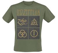 Led Zeppelin Men's Ledzeppelin_Gold Symbols in Black Square_Men_Green_ts: 1xl T-Shirt Not Applicable, Black (Black Black), X-Large
