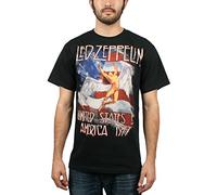 Led Zeppelin Men's Ledzeppelin_Stars N Stripes USA '77 bl_ts: 2XL T-Shirt, Black (Black Black), Xx-Large
