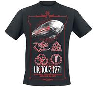 Led Zeppelin Men's Ledzeppelin_UK Tour '71 BL_TS: L T-Shirt, Black (Black Black), Large (Size:Large)