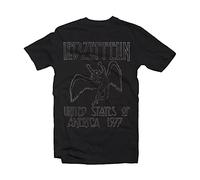 Led Zeppelin Men's Ledzeppelin_USA '77_Men_BL_TS: S Regular Fit Crew Neck Short Sleeve T - Shirt, Black (Black Black), Small (Manufacturer Size:Small)
