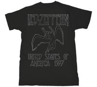 Led Zeppelin Men's USA 77 T-Shirt in Black | Size: Small Led Zeppelin Black S