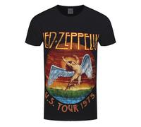 Led Zeppelin Men's USA Tour ´75 T-Shirt in Black | Size: Medium Led Zeppelin Black M