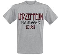 Led Zeppelin Symbols Est. 1968 Men T-Shirt Mottled Grey L, 90% Cotton, 10% Polyester, Regular