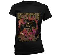 Led Zeppelin T Shirt Black Flames Band Logo Official Womens Skinny Fit Black L