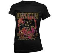 Led Zeppelin T Shirt Black Flames Band Logo Official Womens Skinny Fit Black XL