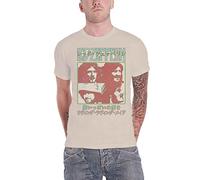 Led Zeppelin T Shirt Japanese Poster Band Logo New Official Mens Natural White, White, S