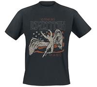 Led Zeppelin T Shirt US 1975 Tour Flag Band Logo Official Mens Black M