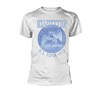 Led Zeppelin Tour 75 Blue Wash Official Tee T-Shirt Mens Unisex (Small)
