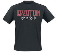 Led Zeppelin Men's Ledzeppelin_Logo & Symbols_Men_bl_ts: L T-Shirt Not Applicable, Black (Black Black), Large