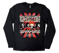 Led Zeppelin Unisex Adult Japanese Burst Cotton Long-Sleeved T-Shirt (L) (Black)