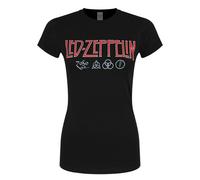 Led Zeppelin Women's Symbols Logo T-Shirt in Black | Size: XL Led Zeppelin Black XL