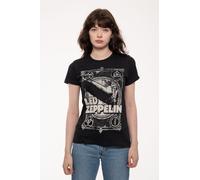 Led Zeppelin Women's Vintage Print LZ1 Skinny Fit T-Shirt in Black | Size: 2XL Led Zeppelin Black 2XL
