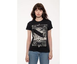 Led Zeppelin Women's Vintage Print LZ1 Skinny Fit T-Shirt in Black | Size: Medium Led Zeppelin Black M