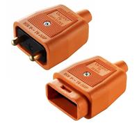 LEDANGEL Inline Plug Socket Connector Set - 2-Pin & 3-Pin Male & Female Rewireable Plugs - 250V 10A Screw Terminal with Snap-Lock & Gold-Plated Pins - Black/White/Orange (2 PIN ORANGE)