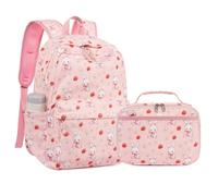 LEDAOU Girls Boys Backpack with Lunch Box Set, 16" Kids School Backpack for Preschool Kindergarten Elementary, Pink Rabbit, M, Backpack With Lunch Bag