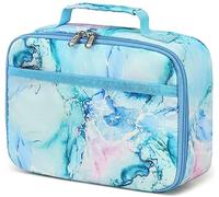 LEDAOU Kids Lunch Box, Insulated Lunch Bag for Girls Boys, Reusable Lunchbox for School Preschool Kindergarten Daycare, Lightweight Blue Marble Lunch Tote