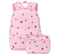 LEDAOU Kids School Backpack with Lunch Box for Boy Girl Toddler BookBag School Bag Preschool Kindergarten Backpack, Pink Flower, M, School Backpack With Lunch Box