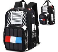 LEDAOU Kids School Backpack with Lunch Box for Boy Girl Toddler BookBag School Bag Preschool Kindergarten Backpack, Police Car, L, Kids Backpack